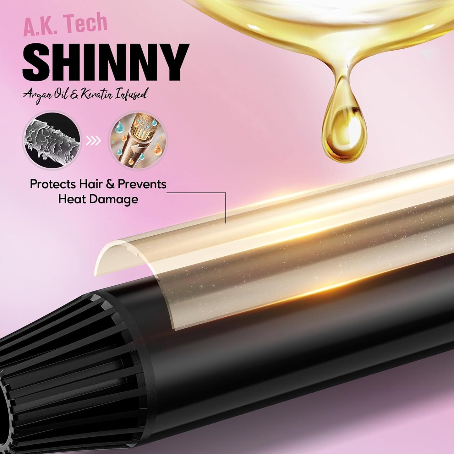 FARERY Long Barrel Curling Iron 1 1/4 inch, 1.25 Inch Curling Iron for Long Hair, Infused Argan Oil & Keratin, Lasting Styling, 11 Adjustable Temp, Include Clips & Silicone Pad