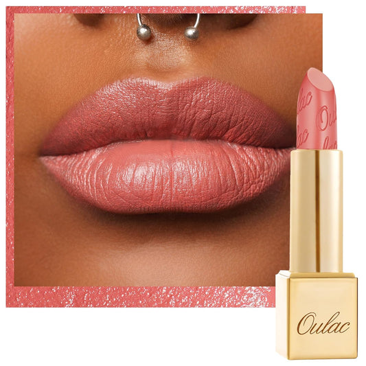 Oulac Coral Matte Lipstick with Glow Metallic Finish - Vegan Lipstick for Women, Creamy Texture, Hydrating Clean Beauty Formula, High-End Magnetic Hook Design, GM08 Enthusiasm