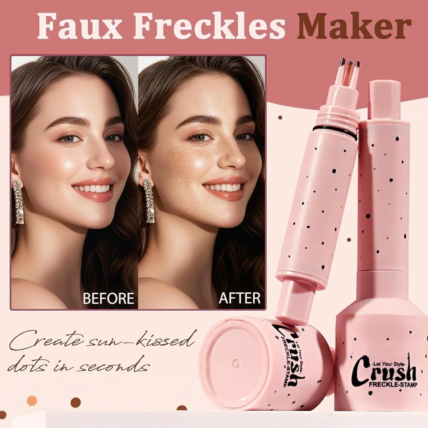Faux Freckle Stamp for Girls and Women,Long Lasting Quick-drying Waterproof 5 Points Freckle Pen,Get Natural Lifelike Sunkissed Face Freckle Makeup Gift on Birthdays (03 Deep)