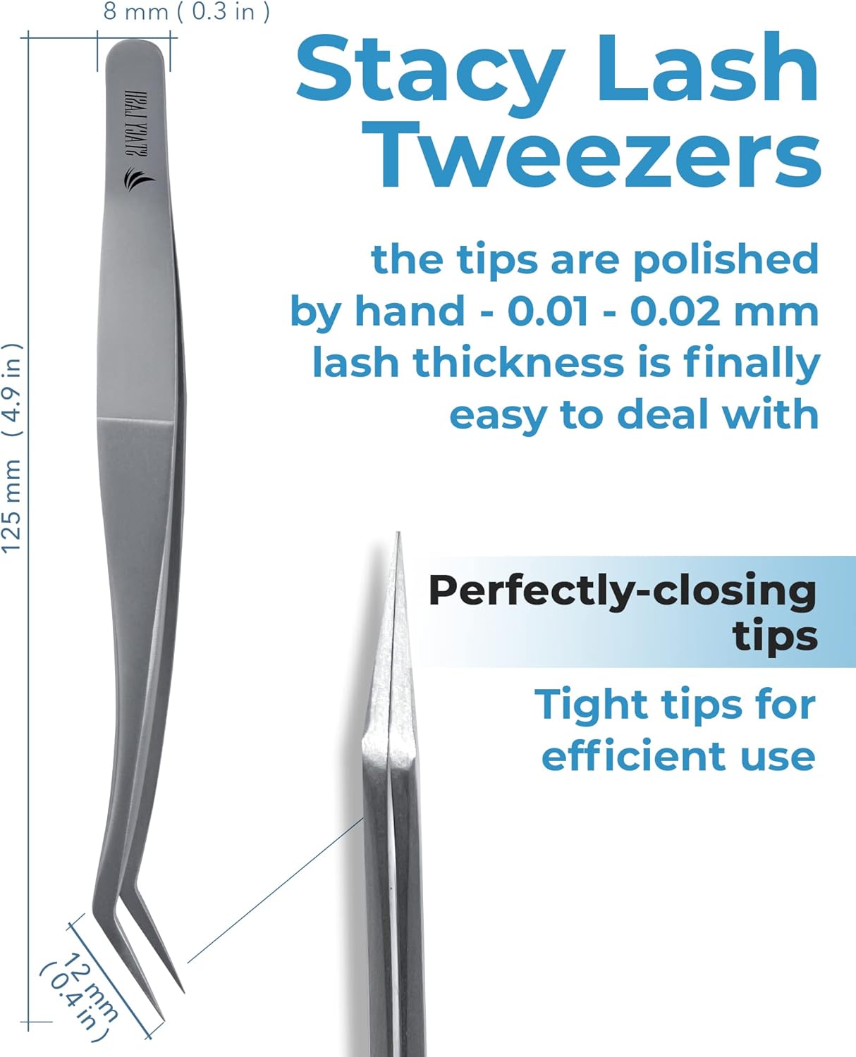 Stacy Lash STL-11 Curved Eyelash Extension Tweezers/Supplies for Classic Extensions & Premade Fans/Precision Tools for Volume False Lashes Application/Beauty Accessories/Eyelashes Tool Applicator