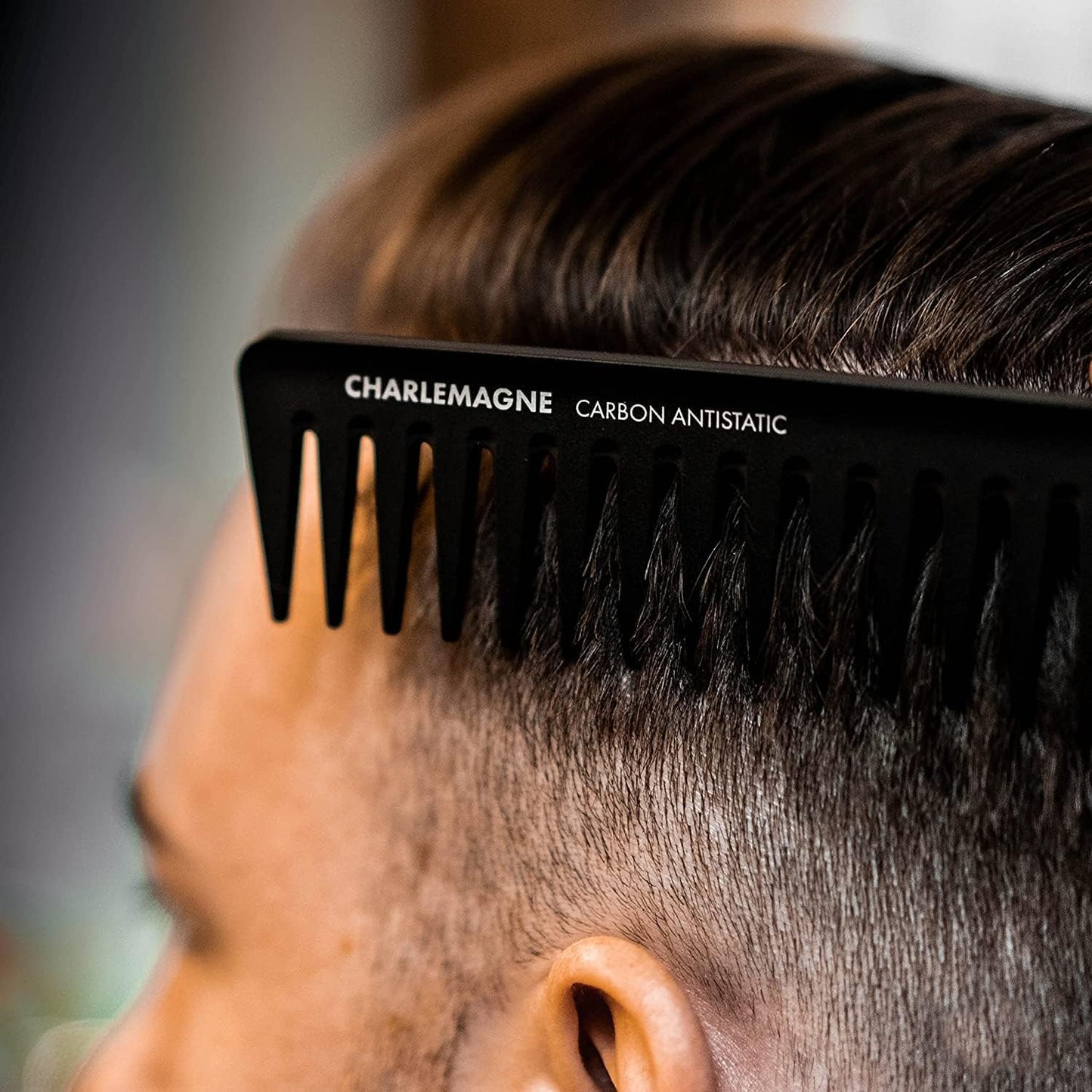 Charlemagne Wide Tooth Comb Men - Detangling Comb - Tames Unruly Strands - Enhances Curls - Texturizing Tool - Styling Tool for Slick Back Hair