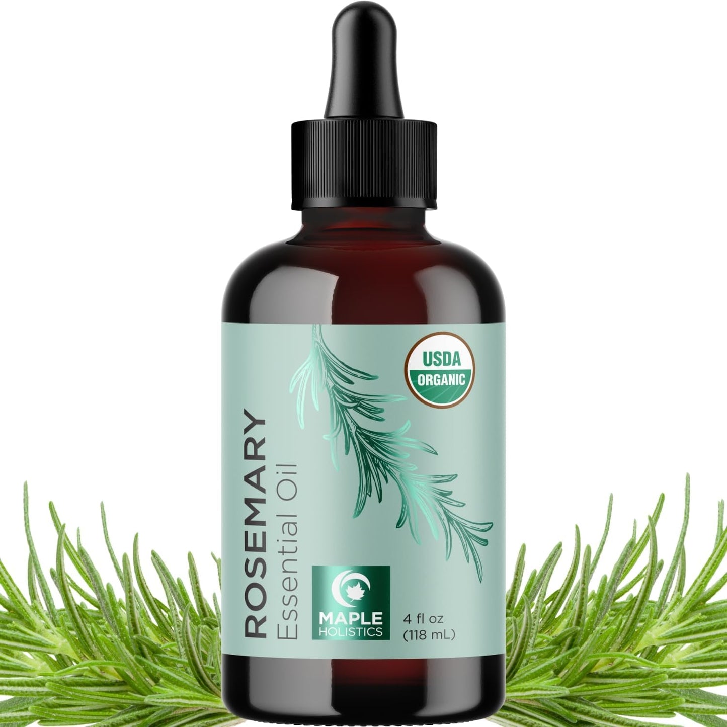 Certified Organic Rosemary Oil for Hair - Extra Large 100% Pure USDA Organic Rosemary Essential Oil for Hair Skin and Nails - Oil for Dry Scalp Treatment and Enhanced Volume and Shine