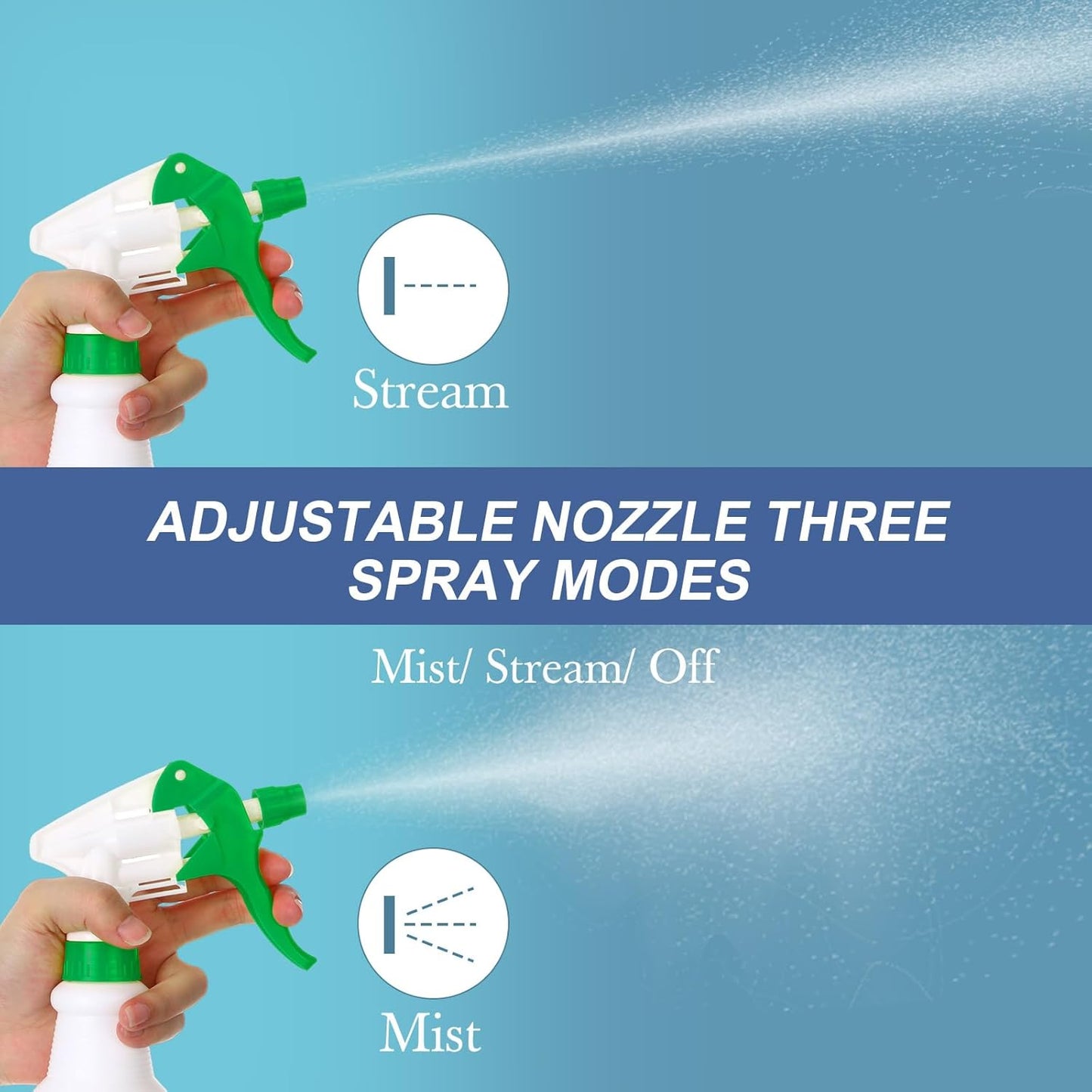 Zubebe 24 Pack 32 oz Plastic Spray Bottle Bulk Empty Leakproof Heavy Duty Spray Bottles for Cleaning Supplies Mist Bottles with Label and Adjustable Nozzle for Plant(Green,Clear Scale)