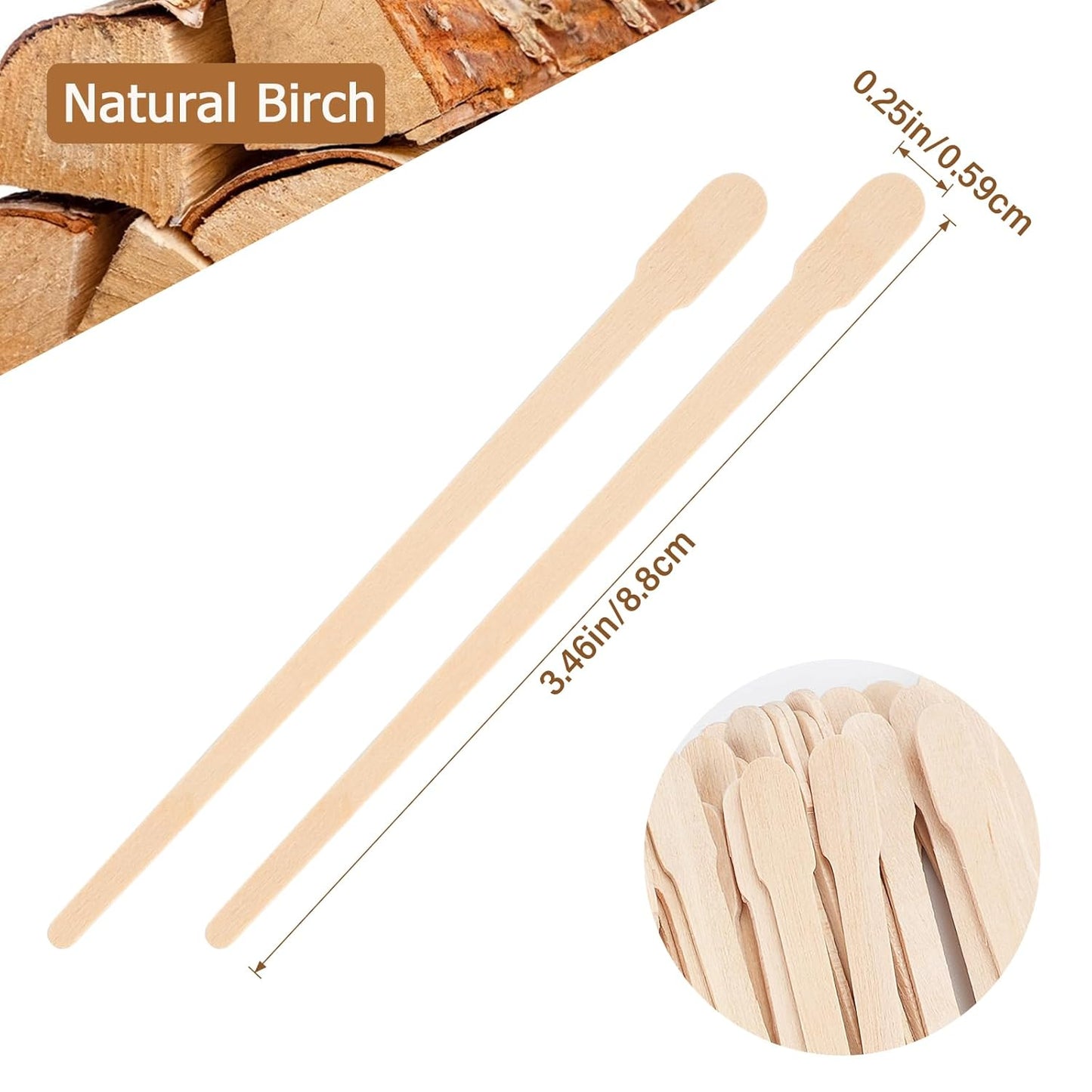 Wooden Eyebrow Waxing Sticks with Handle, Small Wood Wax Sticks, Wax Sticks for Hair Removal, Wax Spatulas Craft Applicator Sticks for Eyebrow, Lip, Nose Waxing (1200 Pcs)