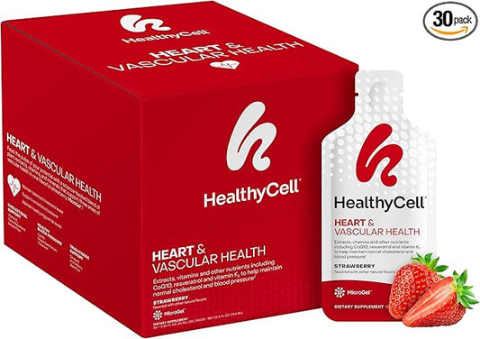 Healthycell Heart & Vascular Health - Heart Health Supplement with Resveratrol, Beet Powder, CoQ10, Omega-3 - Support Healthy Blood Pressure and Cholesterol Levels - Maximum Absorption - 30 Gel Packs
