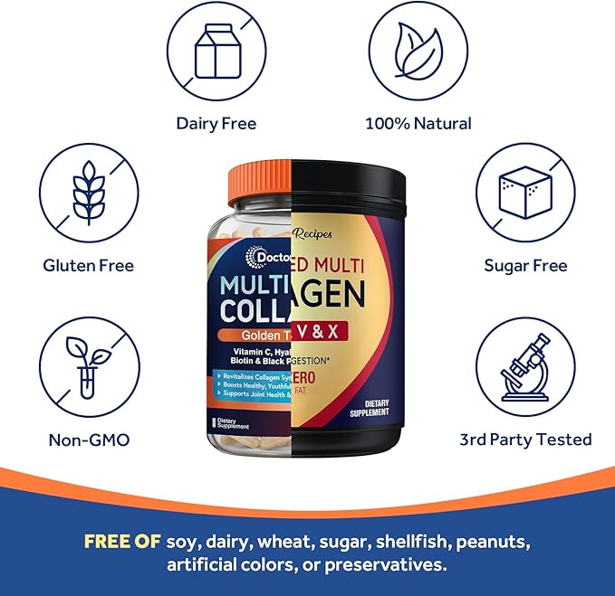 Doctor's Recipes Multi Collagen Peptides Powder 16oz and Multi Collagen Capsules 90 Caps