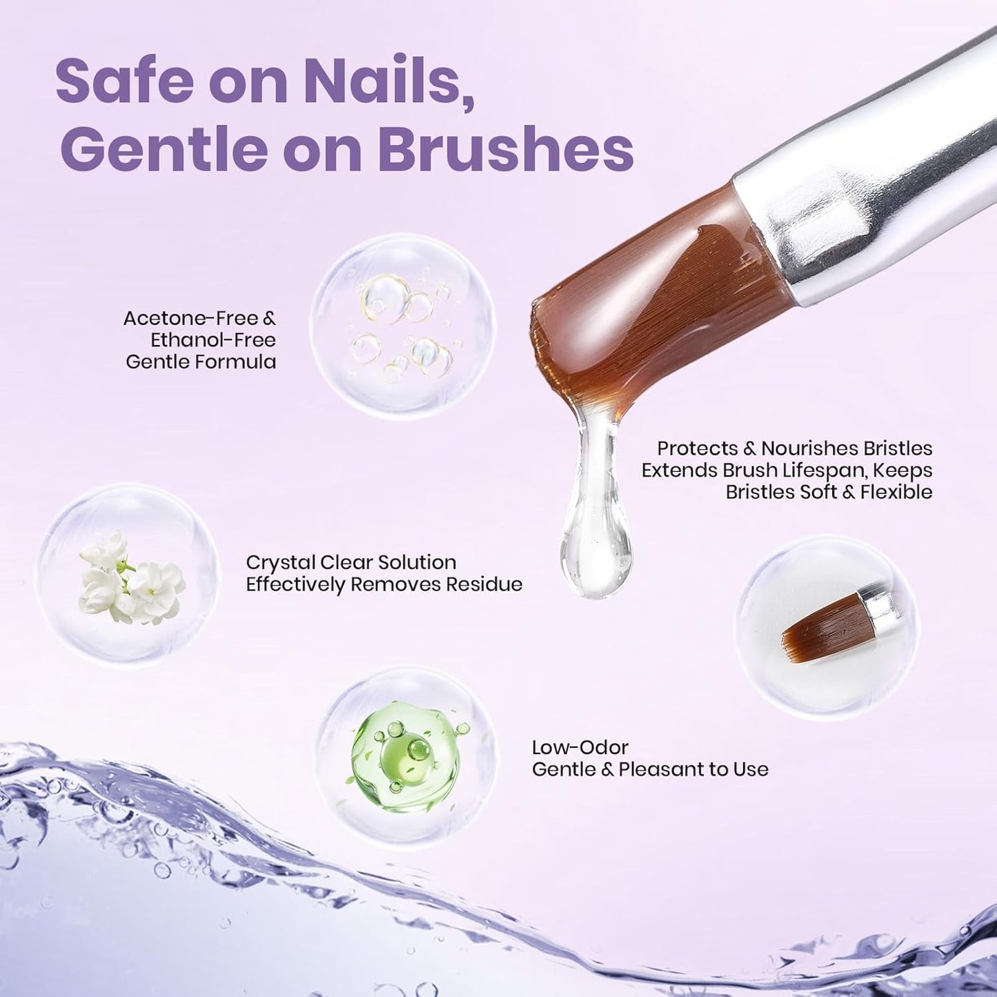 Beetles Nail Art Brushes Cleaner and Conditioner 85ml/2.87 Fl.Oz Nail Brush Restorer Quick Clean Break in Manicure Brush of Gel Polish, Nails Extension Gel, Dip Powder, Acrylic Builder DIY and Salon