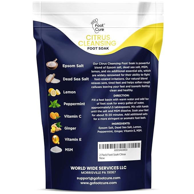 Citrus Detox Foot Soak with Epsom Salts - for Foot Callus, Tea Tree Oil Foot Cream - Moisturizing Athletes Foot Care For Dry Cracked Feet Cream - Heel & Callus Removal