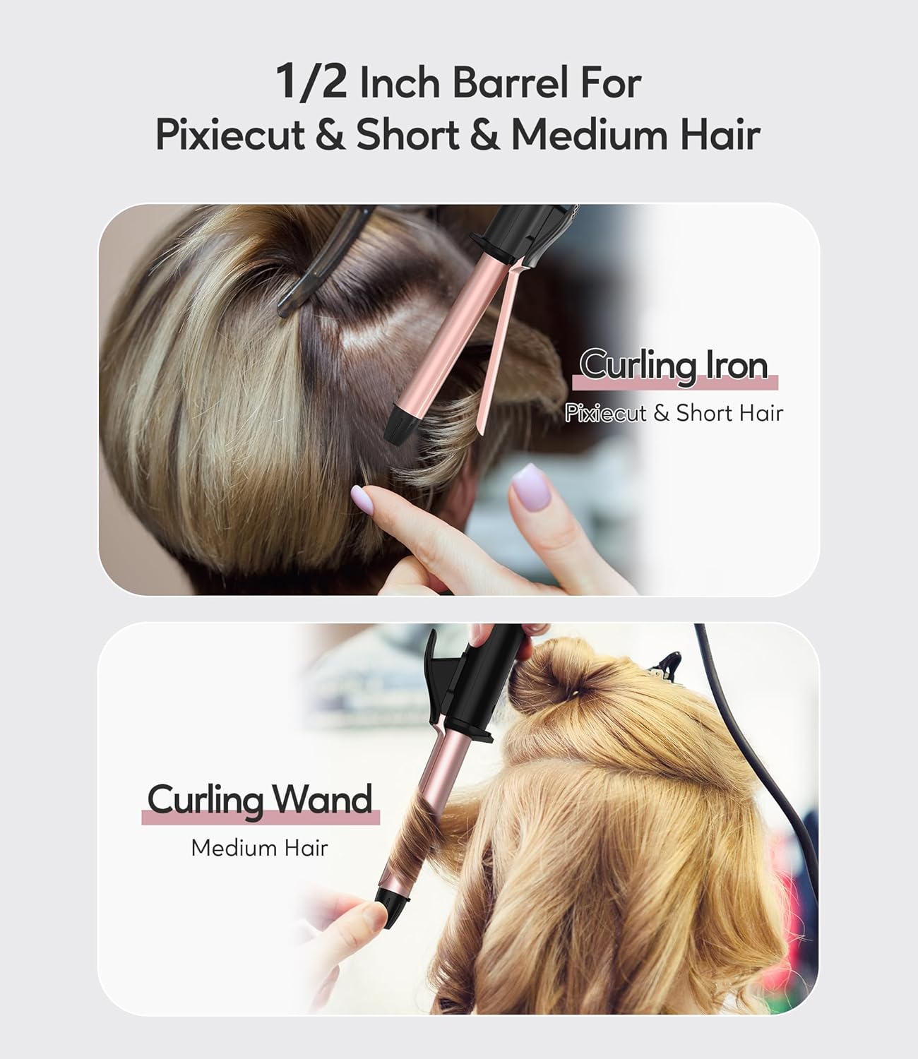 Travel Size Curling Iron Dual Voltage, Mini Curling Iron for Short Hair with 1/2 Inch Barrel, Ceramic Mini Hair Curler with Keratin&Argan Oil Infused, Travel Hair Curler with Storage Bag