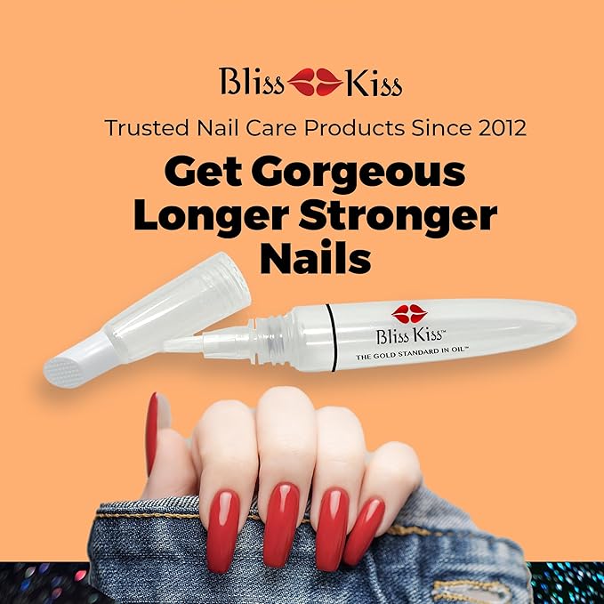 Bliss Kiss Refillable Cuticle Oil Pen for Nails - Empty 8 ml Squeeze Nail Oil Pen with brush applicator from 1-Pack