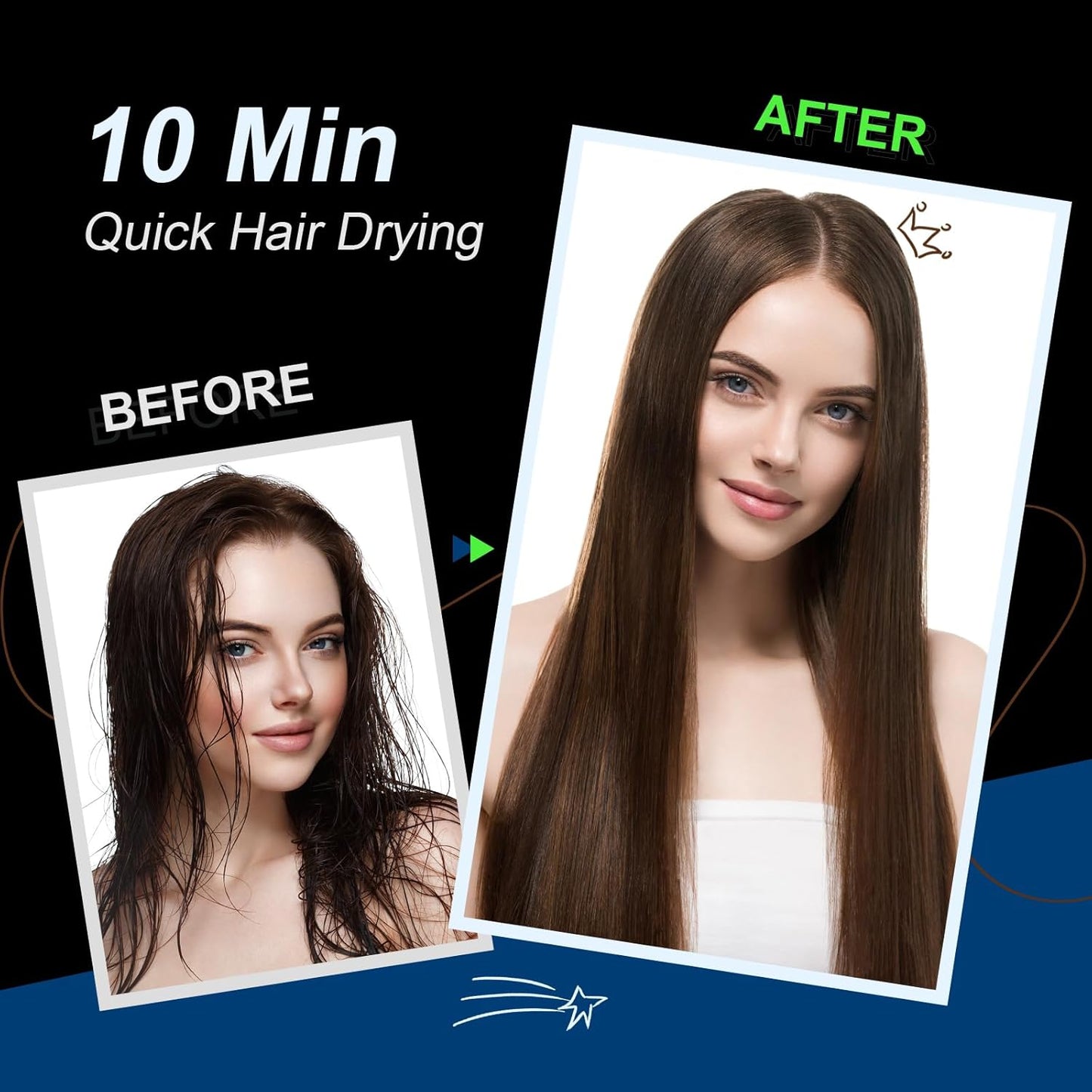 Dual Voltage Travel Hair Dryer Brush, 2 Inch Oval Hot Air Brush, One Step Travel Hair Styler/Volumizer/Straightener/Curler, European Blow Dryer Brush with Universal Adapter