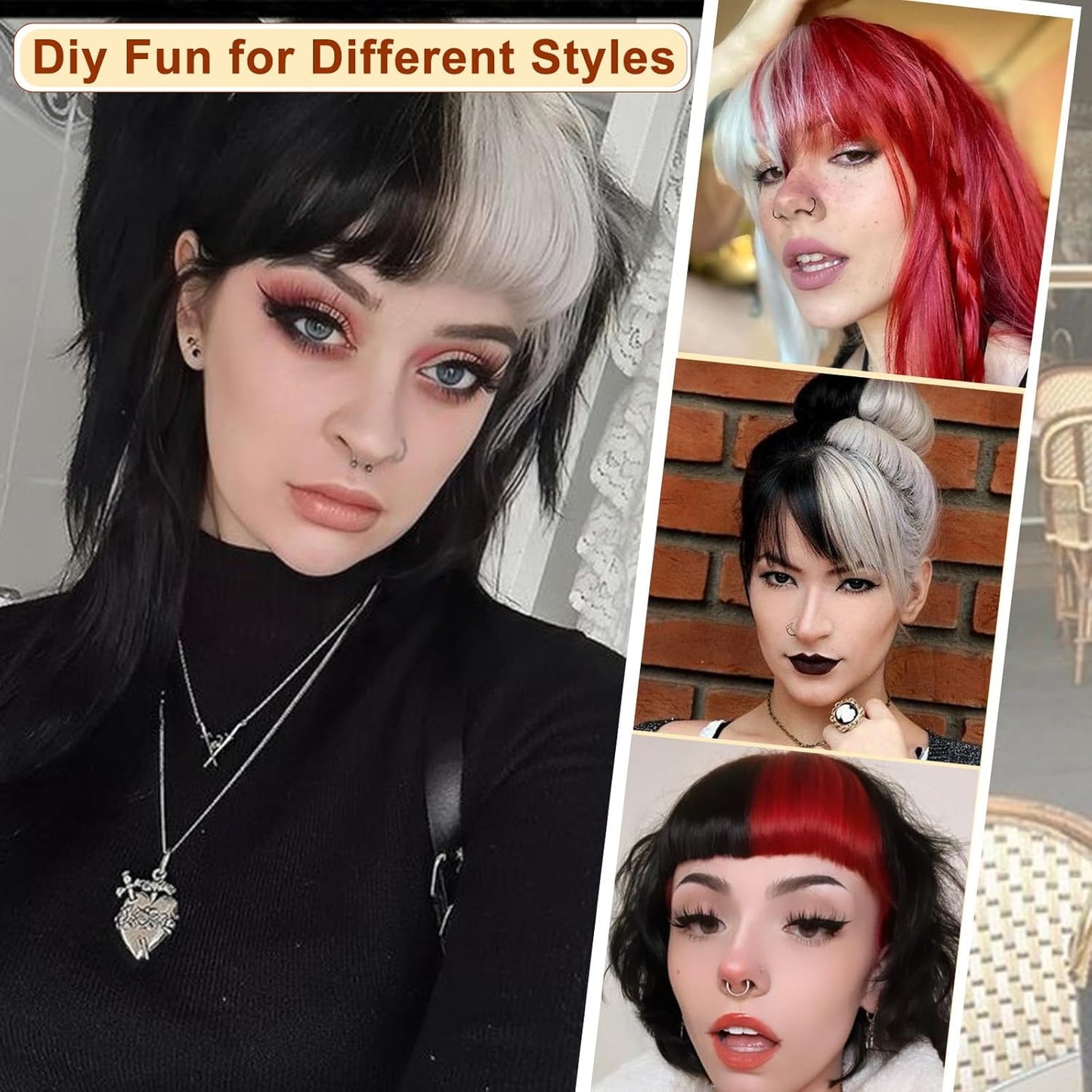 Bangs Hair Clip in Bangs, Fake Bangs Natrual Clip in Hair Extensions, Easy to Use Faux Bangs Clip on Bangs, French Bangs Fringe with Temples Hairpieces Curved Bangs for Cosplay