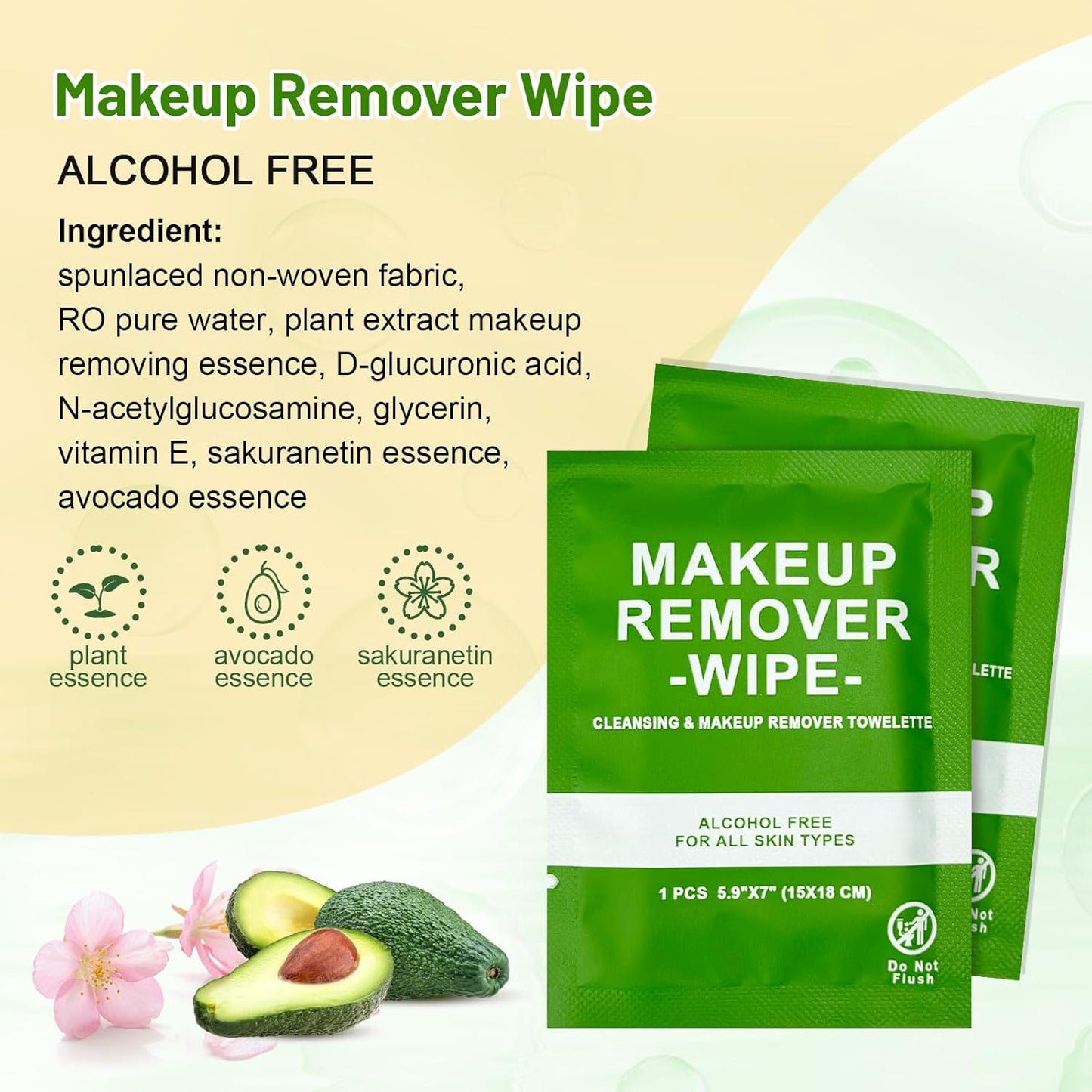 50 Count Makeup Remover Wipes Bulk Individually Wrapped, Travel Towelette Makeup Remover Individual Gentle Cleansing for Face Mascara Lipstick Remove Makeup