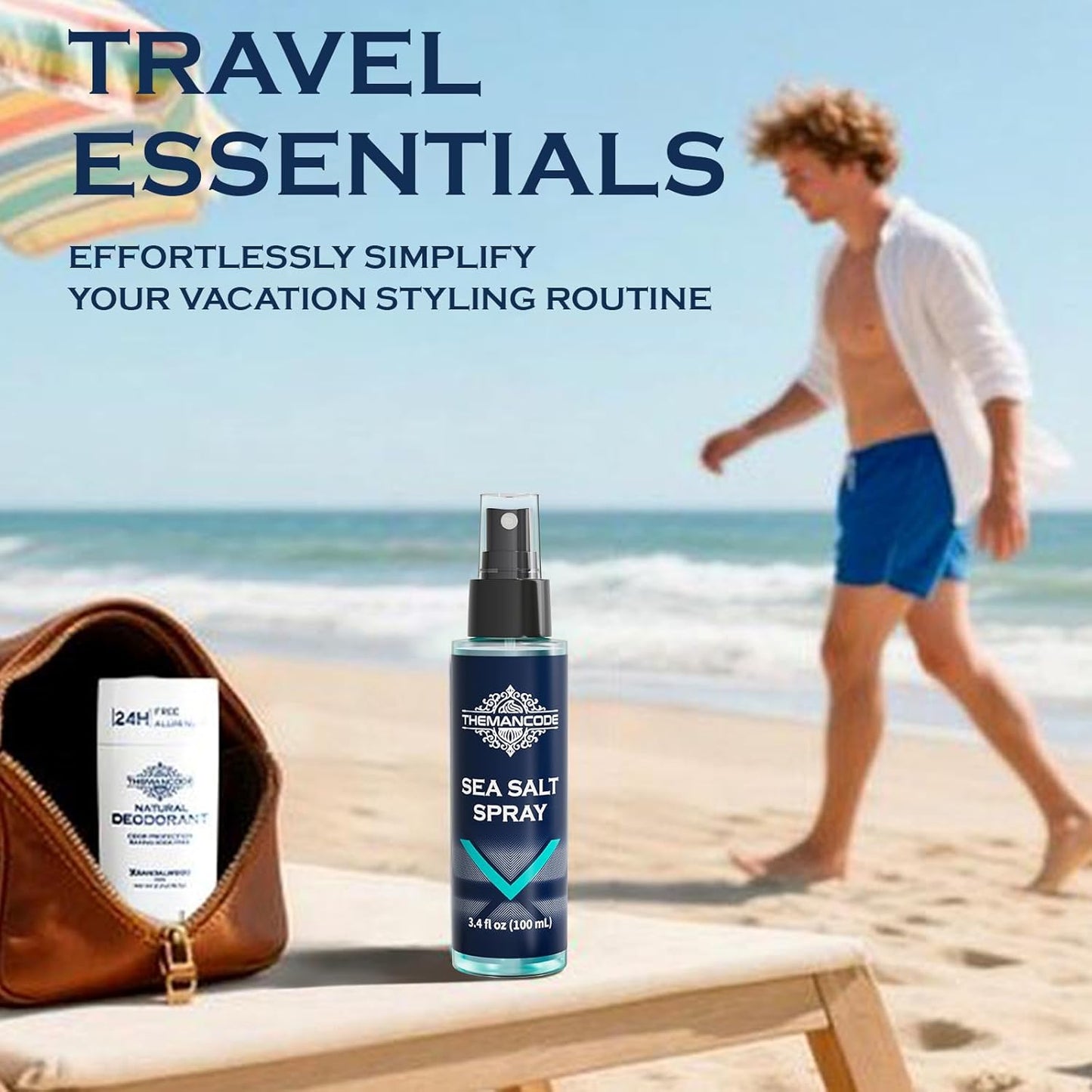 Sea Salt Spray for Men, Travel Essentials, Beach Vacation Essentials, Travel Size Beachy Hair Texturizing Hairspray, Surf Spray Adds Instant Volume, Men Gift Ideas, 3.4 Oz