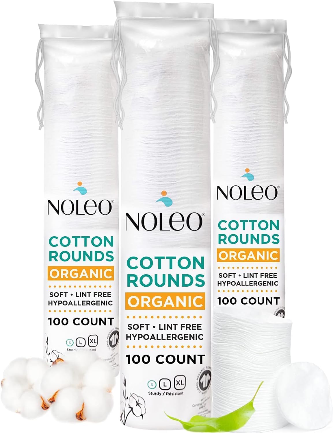 NOLEO Cotton Rounds (3x300 Count)