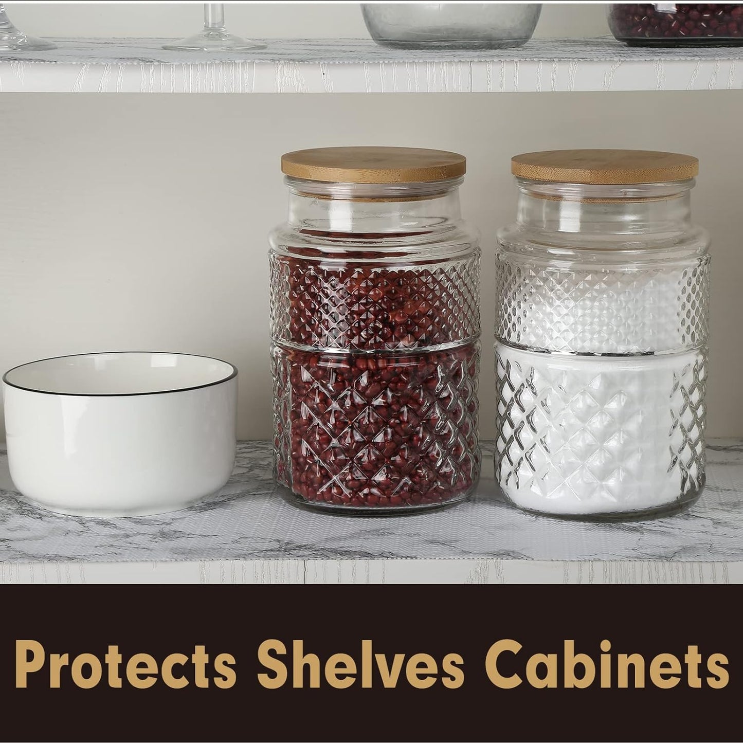 Premium Drawer and Shelf Liner for Cabinet, Non Adhesive Liner for Kitchen, Strong Grip Non Slip Shelf Liners for Kitchen Cabinets, Storage, Drawers, Shelves, Kitchenware and Tableware, Marble