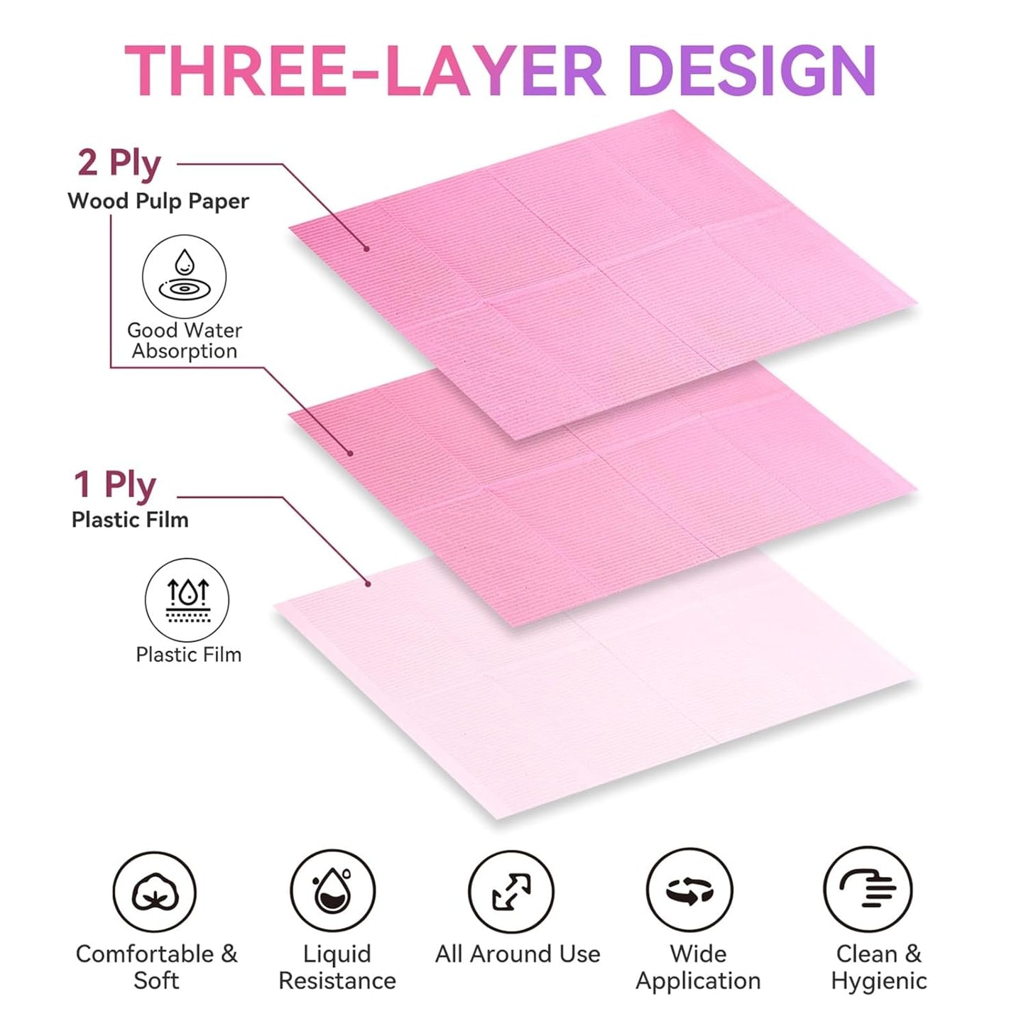 Makartt Disposable Nail Mats: 20 Pcs Fordable Nail Paper Towels for Table Acrylic Practice Sheet 3 Ply Waterproof Nail Art Table Mats Clean Pads for Salon Manicure Tattoo Pink