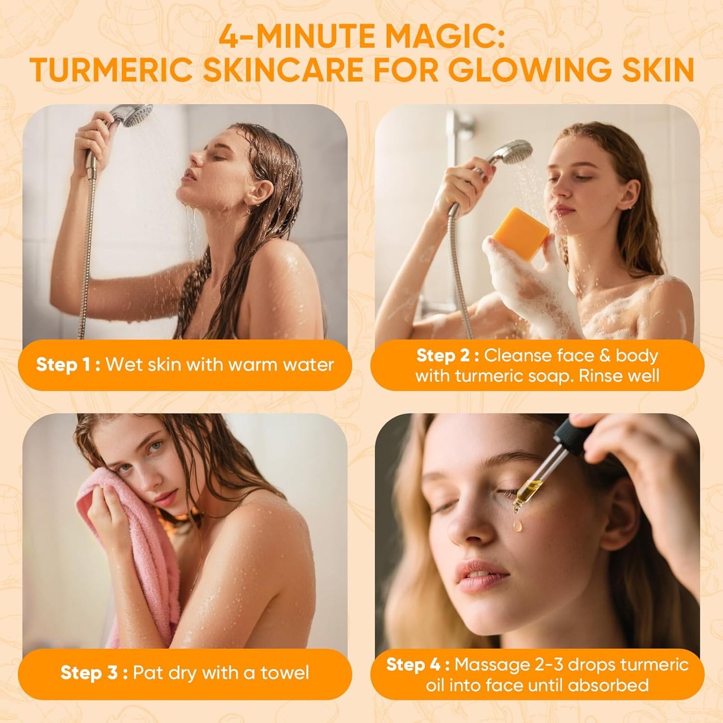 2 PCS Natural Turmeric Soap Bar for Face & Body Cleanser and Turmeric Oil, Nautral Ingredients Turmeric Wash and Care Set, Soothing, Hydrating, Turmeric Skin Care Set for All Skin Type