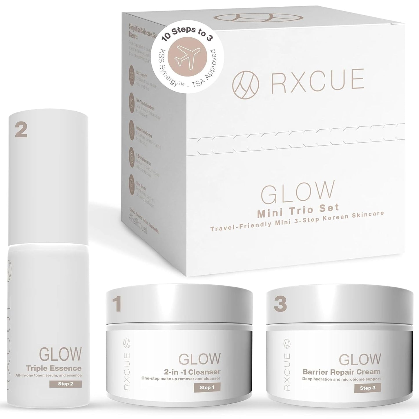 Glow Mini Trio Skin Care Set: Mini Skincare Travel Kit for Women, 10-to-3 Step Korean Skin Care Routine Kit for Glass Skin, Travel Size Skincare, Face Care Kits & Beauty Gift Sets 1.01 fl oz