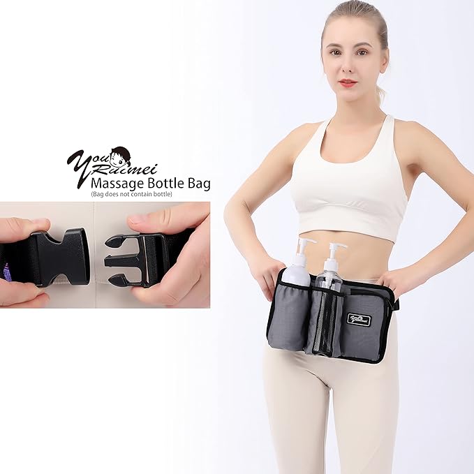 Massage Bottle Bag Massage Therapist Holster Massage Lotion Holster Massage Oil Holster (3 Bottle, Grey)
