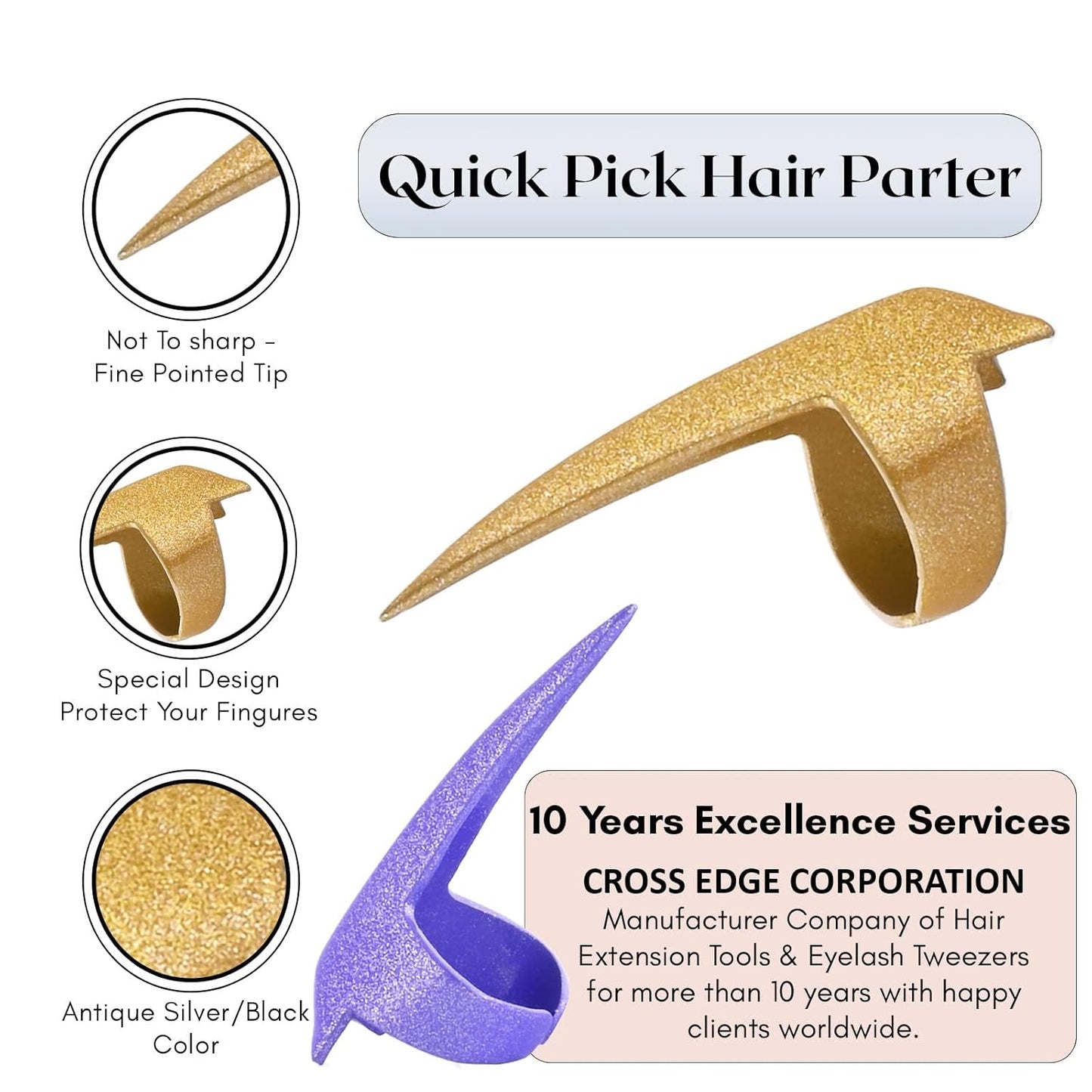 Hair Parting Tool & Sectioning Set for Precise Braids, Highlights, Weaves, Hair Color, Extensions, Dreadlocks - Stainless Steel Stitch Braiding Tools