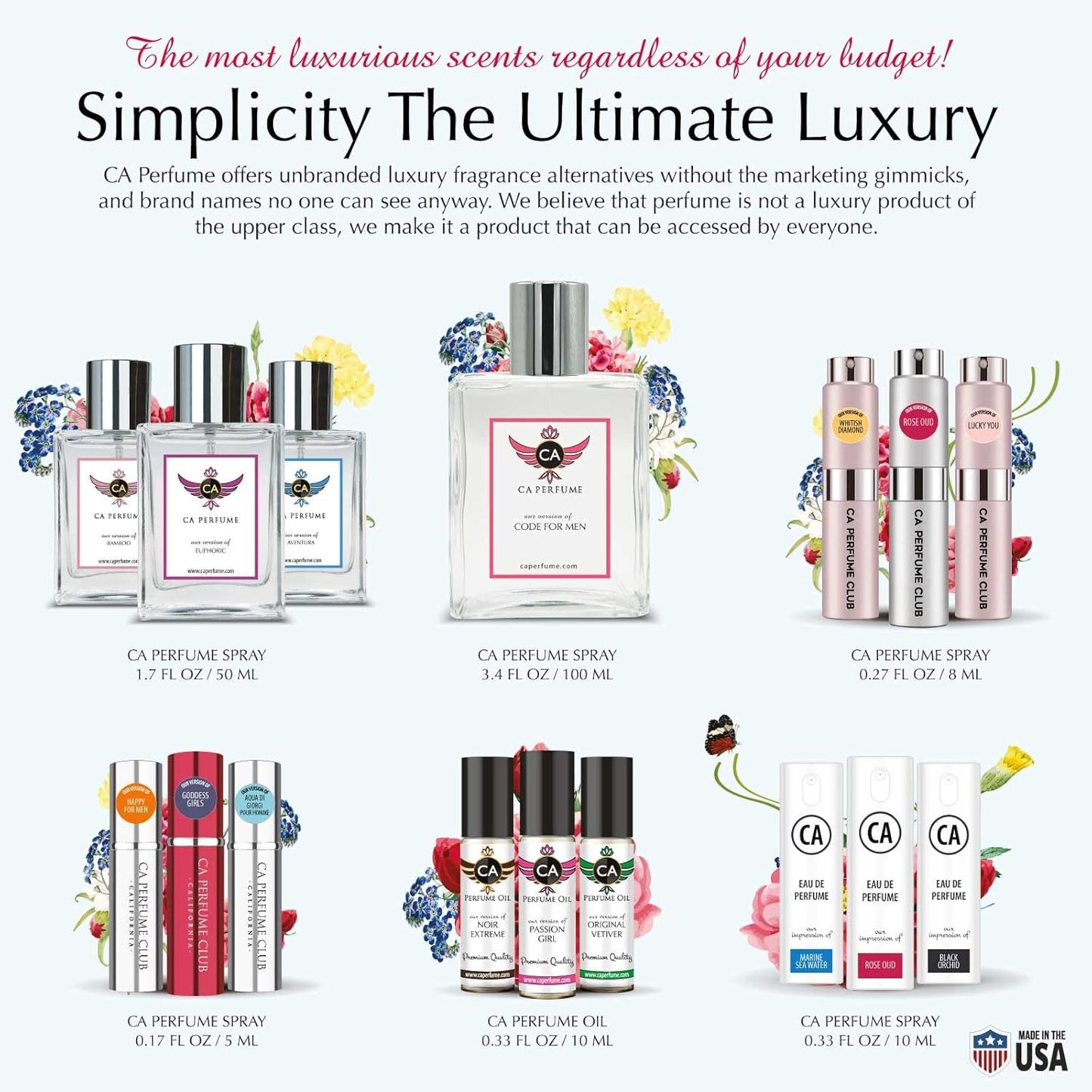 CA Perfume Originals Spice & Black Vanilla for Men Eau De Parfum Vanilla Scent Long Lasting Cologne for Men Travel Size TSA Ready for Day and Night Wear 0.33 Fl Oz 10ml