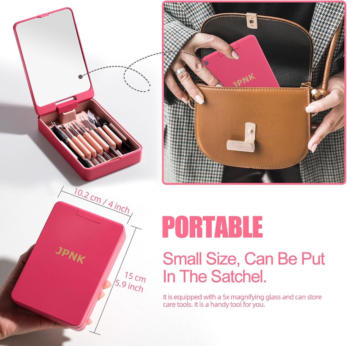 JPNK Blackhead Remover Tool Comedones Extractor Acne Removal kit & Eyebrow Trimmer Kit, 8PCS in One with 5X Magnifying Mirror