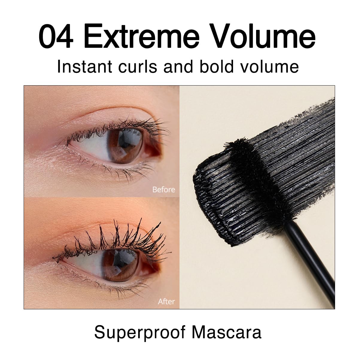 CLIO Kill Lash Superproof Mascara, Washable, Vegan Formula, Ultra-Volumizing, Smudge-Proof, Clump-Free, Curl-Holding, Long-Lasting, 0.24 fl oz (004 EXTREME VOLUME BLACK)