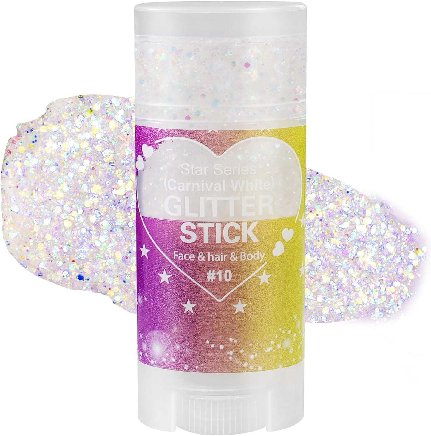 Mysense Carnival White Body Glitter Stick,Face Hair Glitter Gel for Women Kids,Sparkling Mermaid Sequins Chunky Glitter Face Paint Makeup,Singer Concert Outfit Festival Rave Accessories