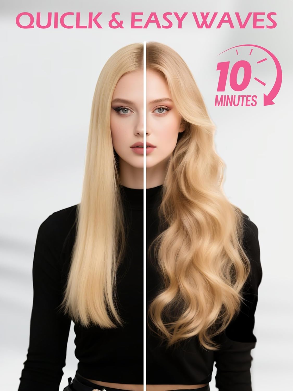 Automatic Rotating Curling Iron, ABVOT HC04 Pro Long Barrel Hair Curlers for Long Hair, Anti-Scald, Anti-Tangle, Ionic Ceramic Travel Dual Voltage 1 1/2 inch Curling Wand for Shiny & Effortless Curls