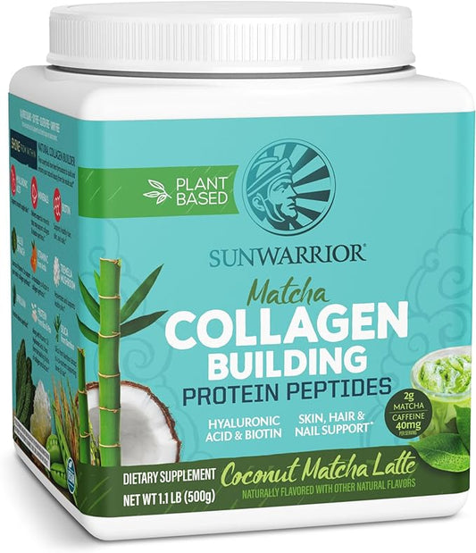 Vegan Collagen Protein Powder for Women | Plant Based Collagen Powder with Vegan Hair Skin and Nails Vitamins | Non-GMO No Added Sugar Soy Dairy & Gluten Free (Coconut Matcha, 20 Servings)