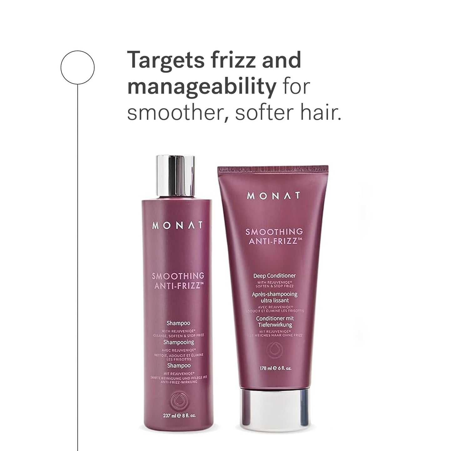 MONAT Smoothing Anti-Frizz Set - Natural Frizz Ease Shampoo & Frizz Dismiss Conditioner for Lightweight Frizz Control and Smooth, Shiny Hair