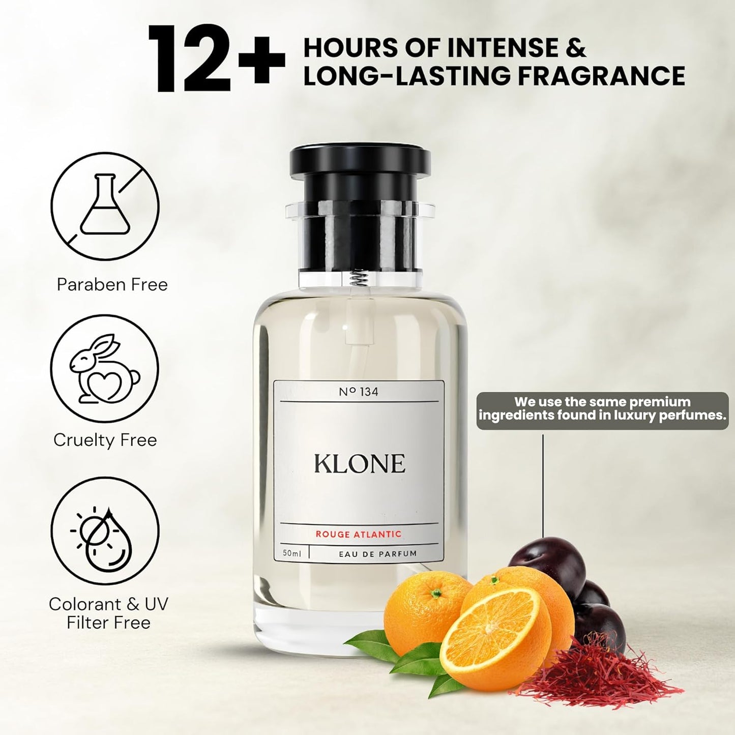 Rouge Atlantic Eau de Parfum Scents (50ml) - Long Lasting Cologne for Men Inspired by Rouge - Skin Friendly Perfume for Men with Notes of Saffron, Cedarwood & Oakmoss - Paraben Free