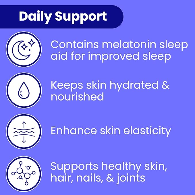 Sanar Naturals Collagen Pills Beauty Sleep with Melatonin 6 mg - Boost Hair Skin Nails Joints - Hydrolyzed Collagen for Women and Men, Collagen Peptides Supplement, 150 Capsules