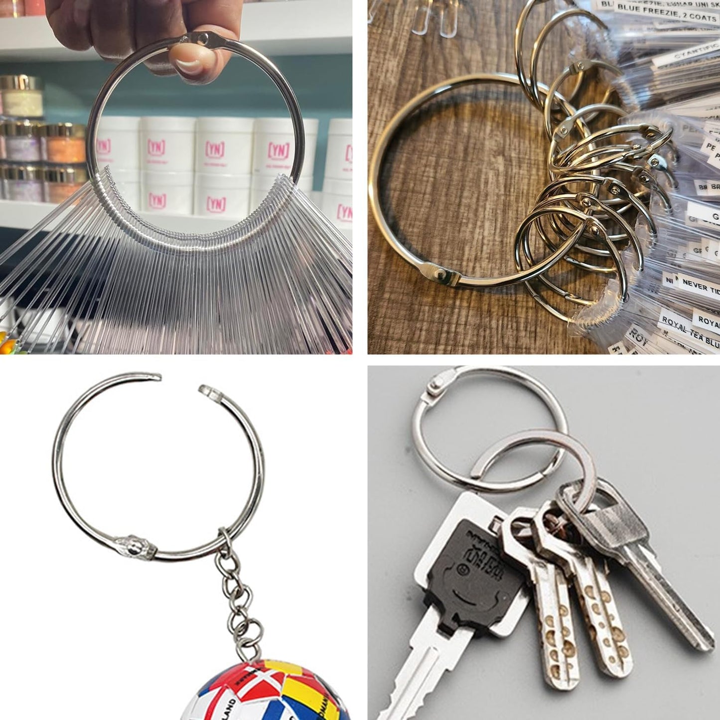 1.5 Inch Loose Leaf Binder Rings (120 Pack), Nickel Plated Small Metal Book Rings for Index Cards, Documents, Keychains, DIY Crafts, Office, School, and Home Supplies (1.5-inch)