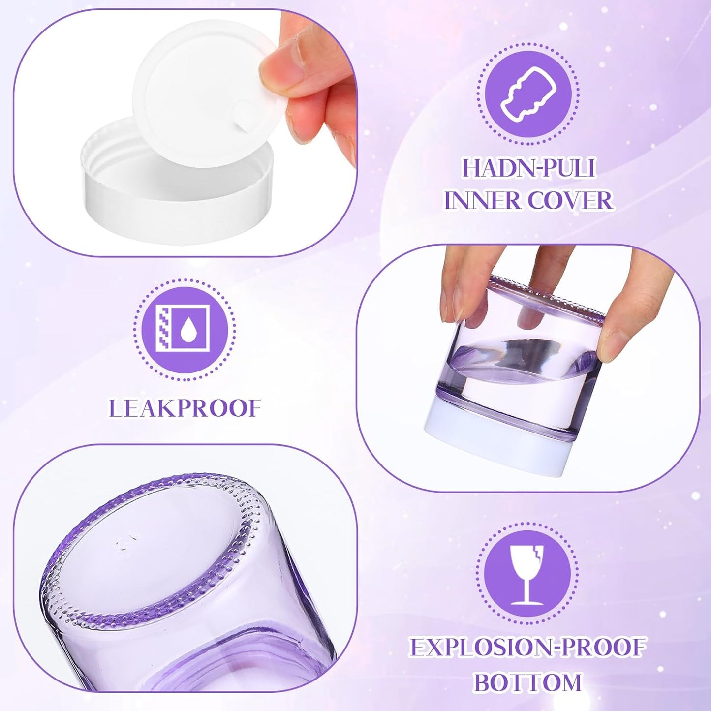 Norme 12 Pcs 4 oz Glass Jars with Lids Leakproof Round Airtight Empty Cosmetic Jars with Inner Liners Lid for Storing Lotions Powder Ointments Candle Making Tins (Light Purple)