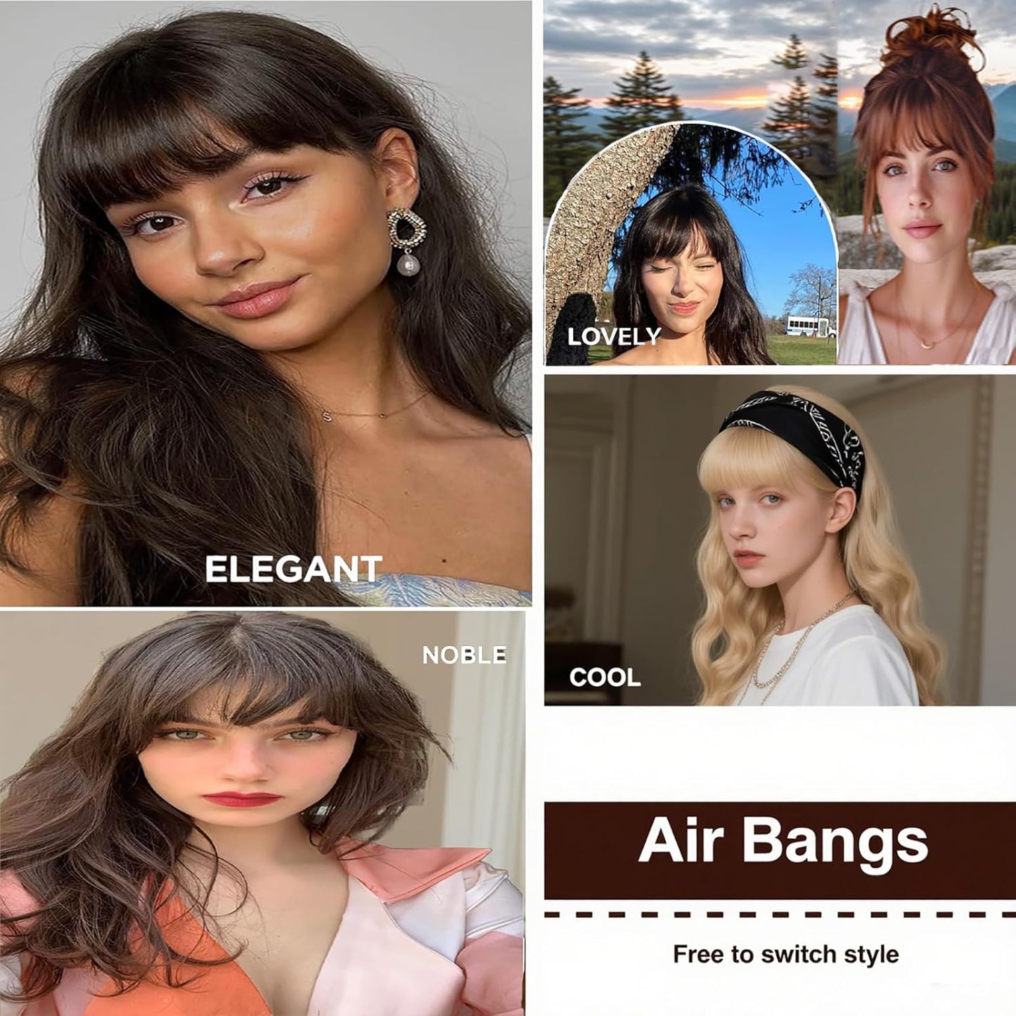 Bangs Hair Clip - Temples Wispy Bangs Hair Extensions,Black Brown Air Bangs, Japan A class synthetic,Fake Clip in Bangs for Women with Daily Wear
