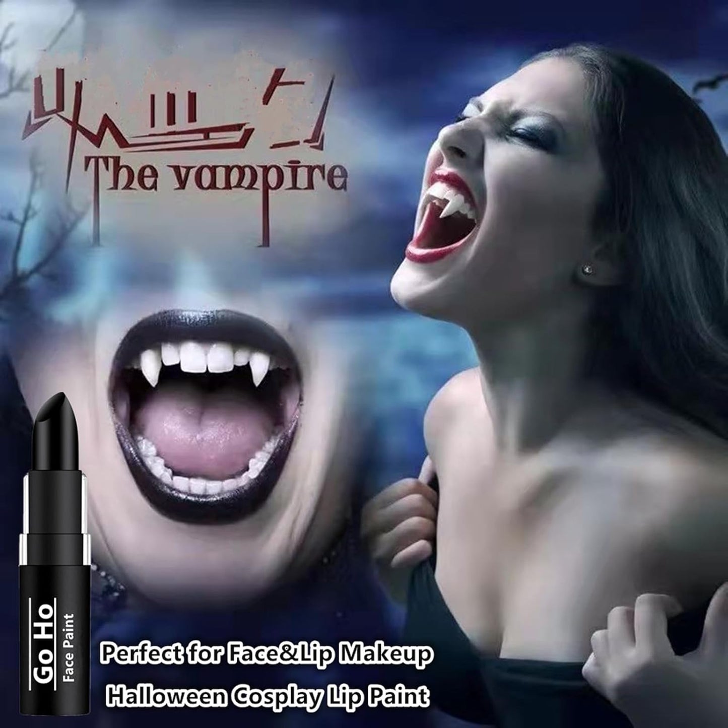 Go Ho Makeup Clown Black Cream-Blendable Stick - Face Body Paint for Professional SFX, Cosplay Costume - Safe Facepaint, Nose & Lip Smacking, Eye Black for Baseball/Football, Sports, Halloween