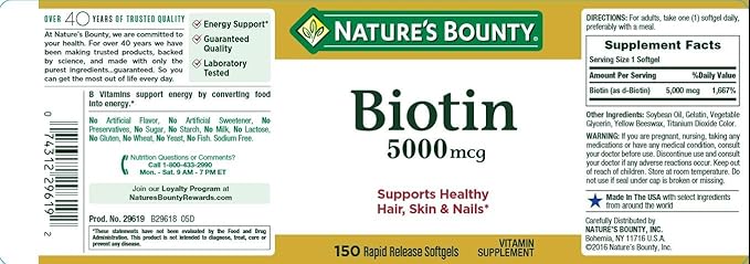Set of 2 Nature's Bounty® Biotin 5000 mcg, 150 Softgels