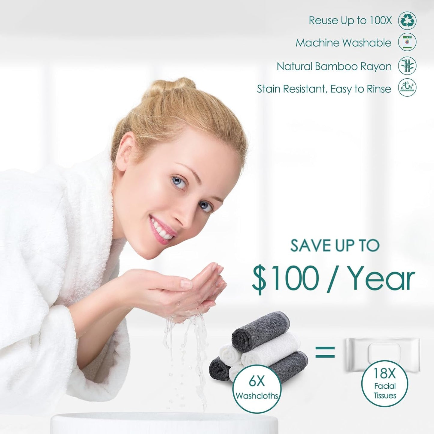 Wash Cloths 6 Pack, Super Soft and Skin Friendly Face Towel for Sensitive Skin, Reusable Washable Makeup Remover Cloth, 10x10 inch Small Face Washcloth, Easy to Rinse Dark Grey Facial Cleaning Cloths