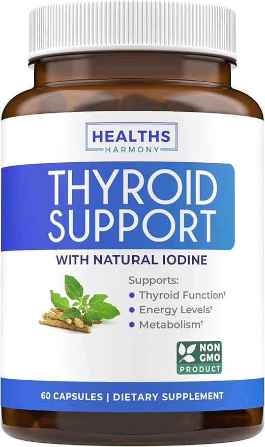 Thyroid Support with Iodine (Non-GMO) Improve B12 Complex 60 Capsules