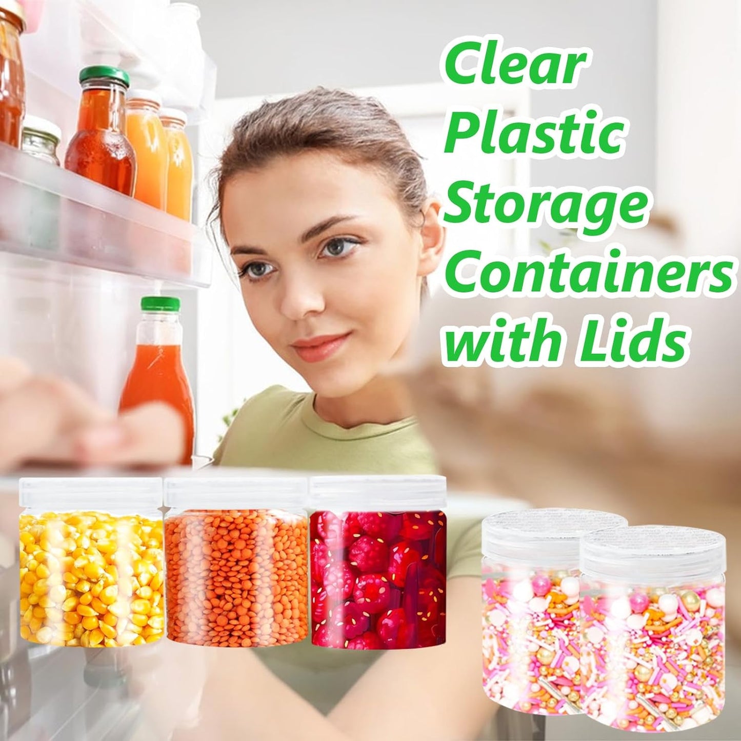 20Pack 4oz Clear Plastic Slime Containers with Lids,Round Refillable Travel Storage Sealed Jars Wide Mouth Container for Candy,Makeup,Cosmetics,Lotions,Eye Shadow,Cream,Butters