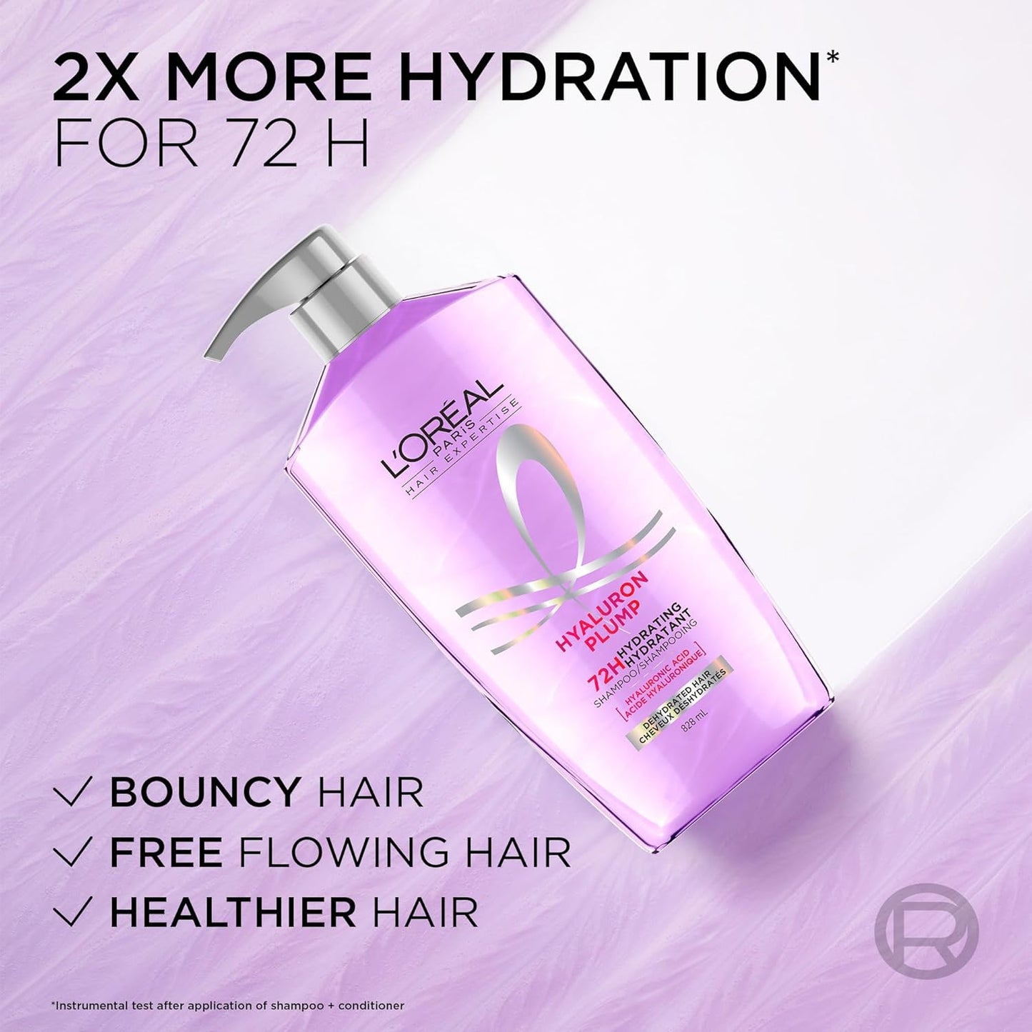 L'Oreal Paris Elvive Hyaluron Plump Hydrating Shampoo for Dehydrated, Dry Hair Infused with Hyaluronic Acid Care Complex, Paraben-Free, 26.5 Fl Oz