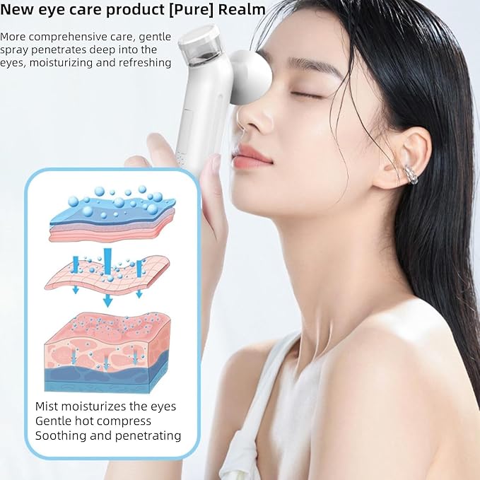 Eye Steamer for Dry Eye, Nano Eye Mist Steam Sprayer, Portable Eye Steam Sprayer, Heated Mist steam Therapy for Dry Eyes Relief, Moisturizing Eye Treatment, Mini Soothing Steamer for Eye Care（1 PCS）