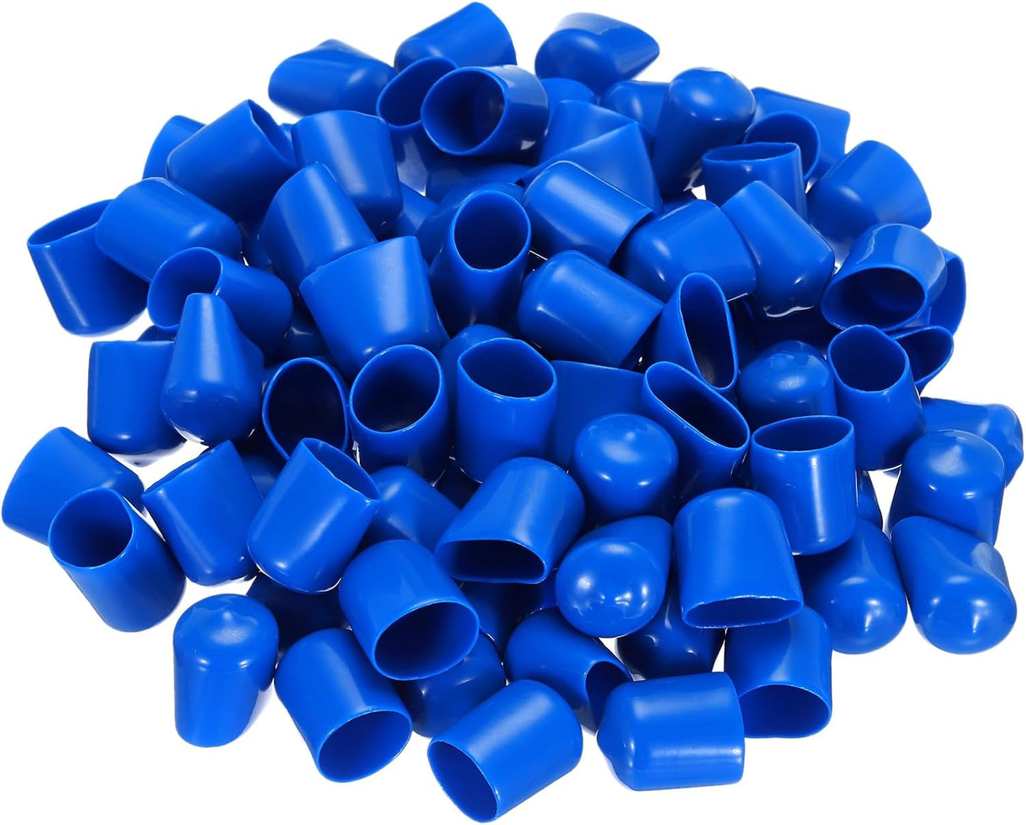 uxcell 50pcs Rubber End Caps 17mm ID Vinyl PVC Round Tube Bolt Cap Cover Screw Thread Protectors Blue, 0.67 inch