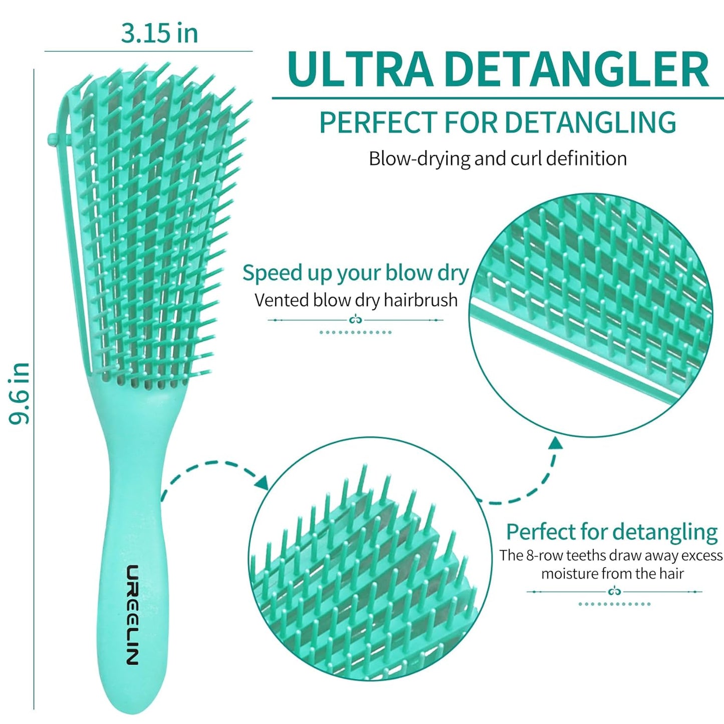 Hair Brush set for Curly, Detangling Hair Brush for Afro America/African Hair Textured 3a to 4c, Detangler Brush for Women Men Kids Styling Defining (Green)