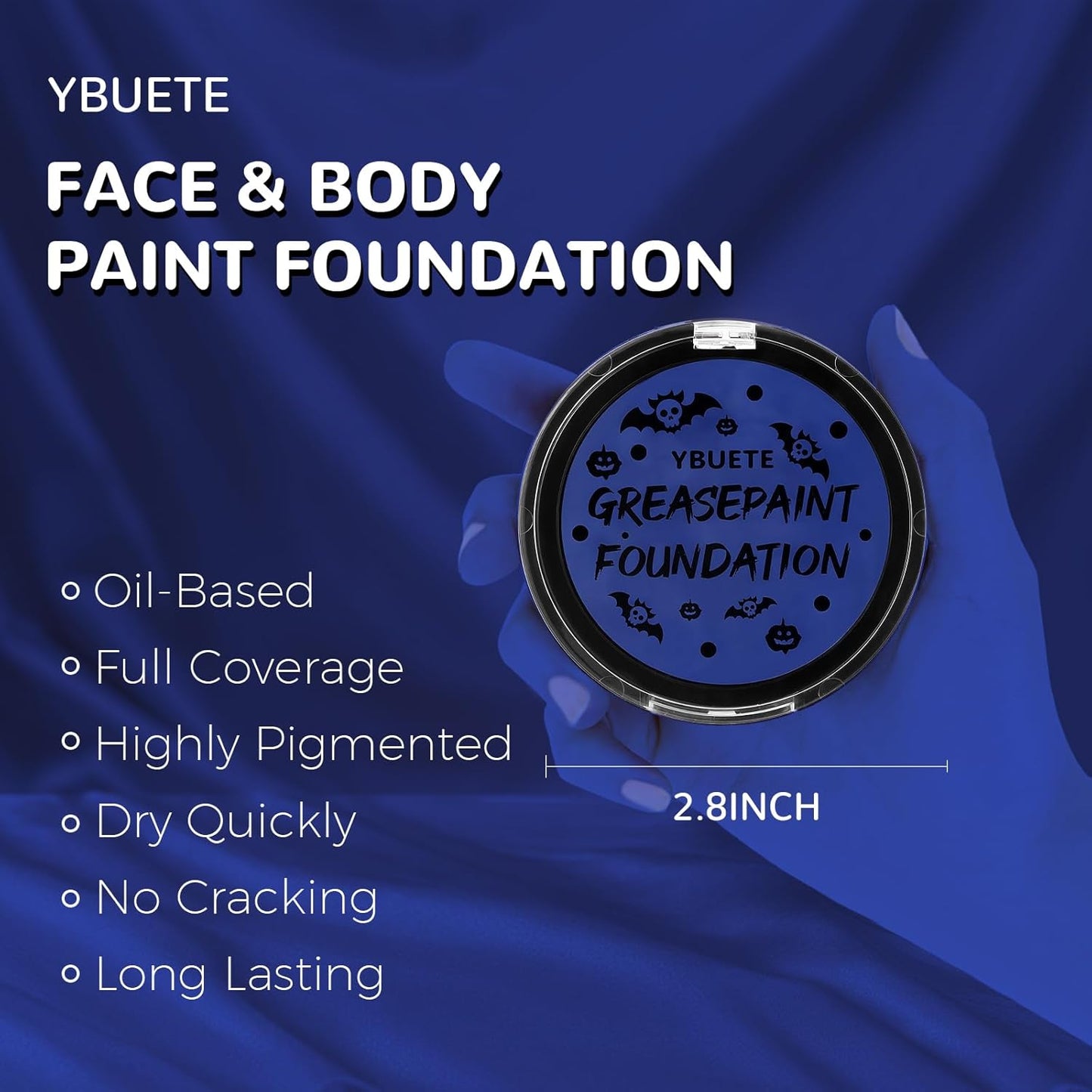 Blue Cream Face Body Painting Foundation, Professional Full-coverage Oil Based Blue Face Paint Halloween SFX for Corpse Bride Avatar Cosplay Makeup for Adult Carnival & Stage Performance