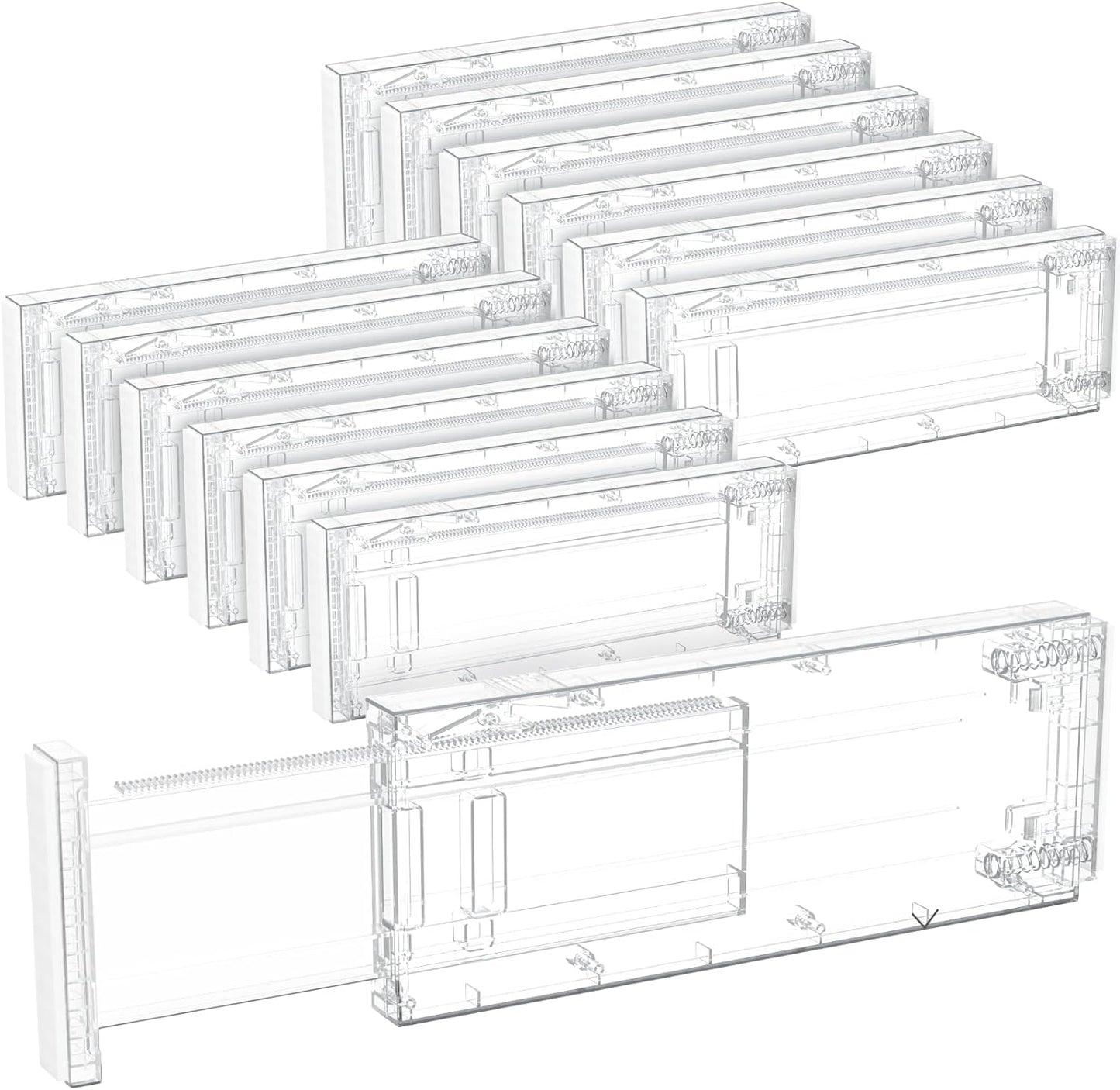 Lifewit Clear Drawer Dividers Adjustable Clothes Drawer Organizers, Expandable Drawer Separators, 12 Pack, 4" High/11-17 Long