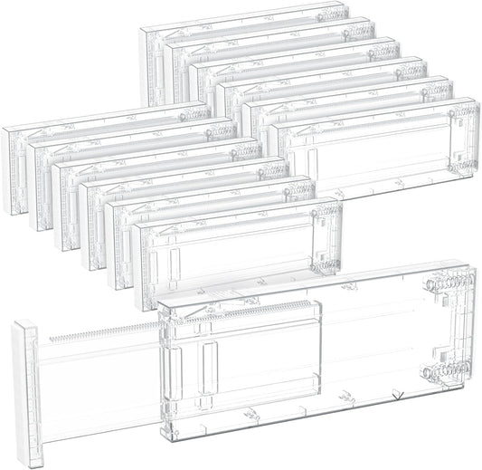 Lifewit Clear Drawer Dividers Adjustable Clothes Drawer Organizers, Expandable Drawer Separators, 12 Pack, 4" High/11-17 Long