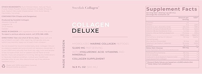 Collagen Deluxe 500ml x 3 I 8 Week Bundle I 12500 mg Marine Collagen (Type I & III) I Hyaluronic Acid, Biotin, Vitamin C I Sugar-Free - 8 Week Supply